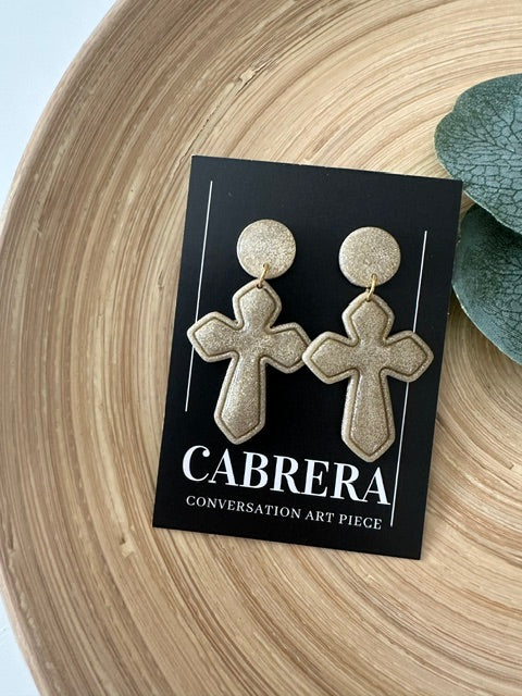 Gold Glittery Cross Dangle