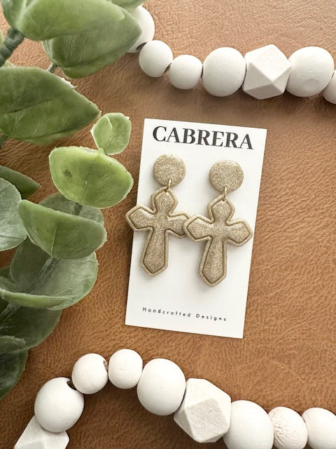 Gold Glittery Cross Dangle